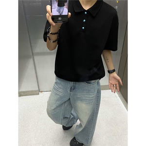 夏装新款绿松石扣子翻领重磅短袖T恤夏季男装半袖POLO衫S426特28图片