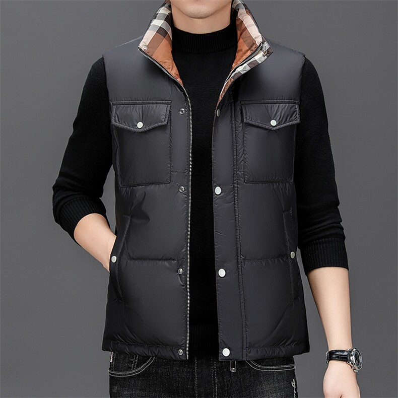 BZW6901钱塘2020-2新款时尚休闲冬季厚款中年男士羽绒服马甲P160,男装羽绒服,钱塘207-2