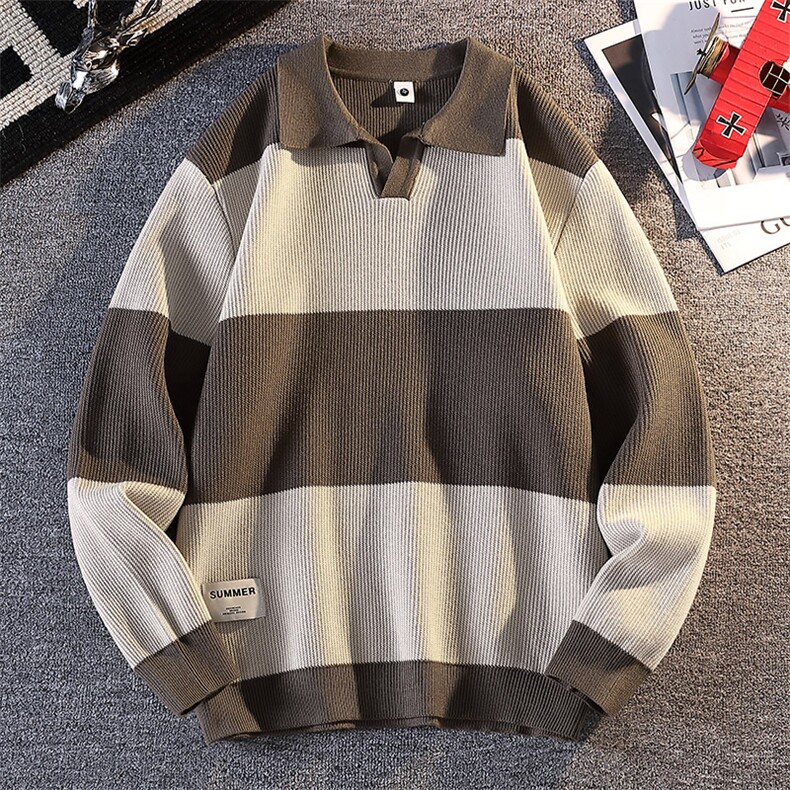 【抖音得物】2025秋季时尚毛衣针织衫翻领男士长袖，男装针织衫/毛衣，电商A113