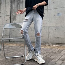 牛仔裤男夏季潮大码休闲裤子高街设计感裤子N745P46，男装牛仔裤，星座1116-2