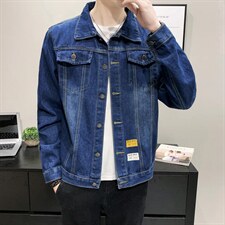 JK632-p55-限价78 大量现货网格牛仔夹克肥仔量足破洞印花大码图片