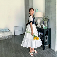 大货已出方领撞色连衣裙262A-S062-P80-K138，女装连衣裙，Yologo