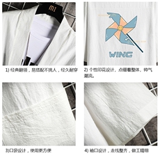 HF59112-P40风汉服男开衫外套七分袖道袍网格挂拍，男装民族服装，电商A040A