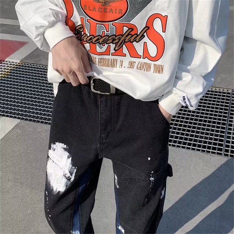 牛仔裤男夏季潮大码休闲裤子高街设计感N202P42,男装牛仔裤,星座1116-2