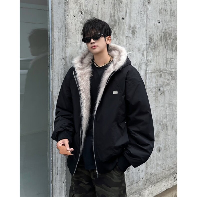 冬季美式复古座山雕棉服外套男女连帽工装加厚夹克M90899-p118图片