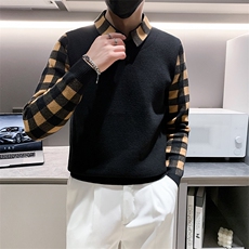 301A-1/M65/P75控95店主风秋冬新款小伙加厚假二件针织毛衣男，男装针织衫/毛衣，星座301A-1