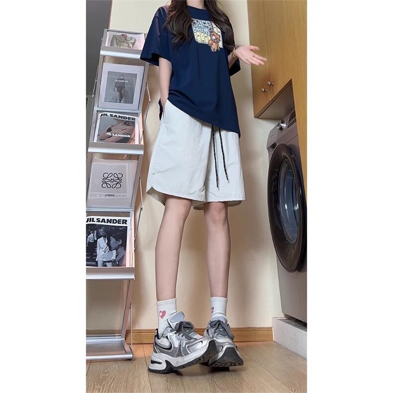 多巴胺速干短裤女夏季高腰薄款冰丝裤子宽松运动休闲沙滩五分中裤,男装牛仔裤,星座1210-1