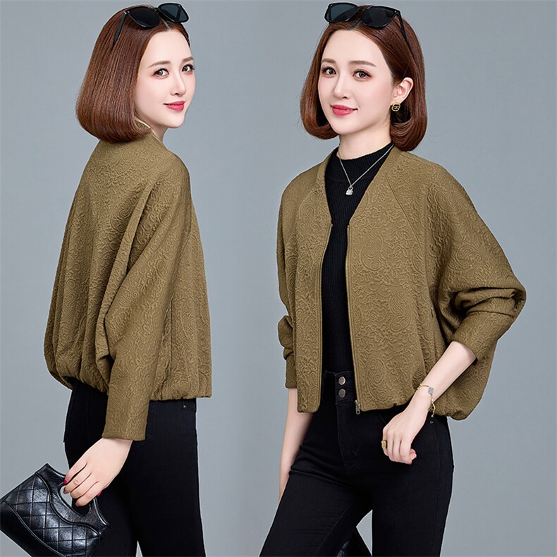 蝙蝠袖短款棒球服外套女2024秋季新款小个子宽松休闲百搭夹克上衣图片