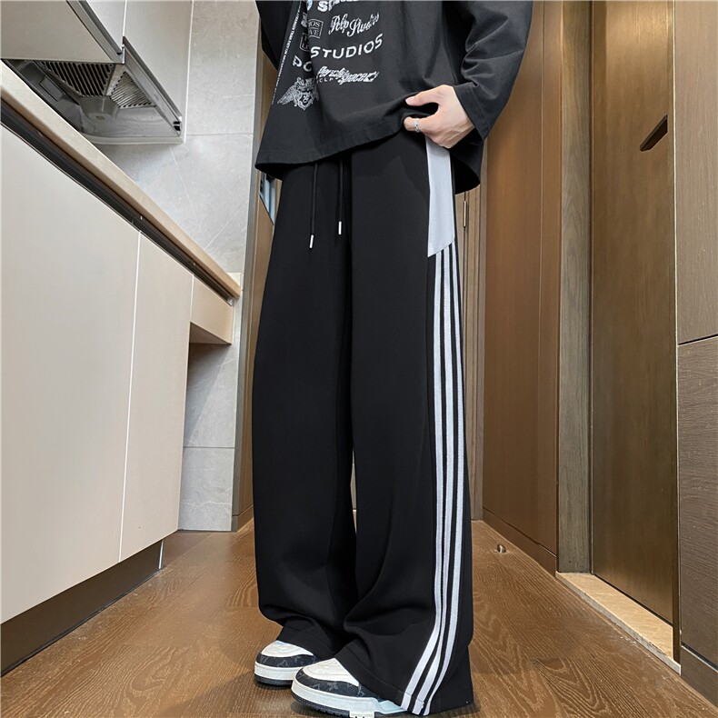 抖音品质美式条纹潮流三条杠百搭休闲卫裤B315-K25348-特p40控78,男装休闲裤,电商B315