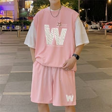 数据款冰感华夫格套装潮流休闲短袖短裤两件套FTZ3076-P55控78，男装牛仔裤，电商B370