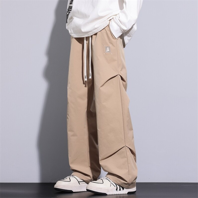 春季潮流美式高街垂感褶皱设计宽松直筒长裤A436-857-P35,男装休闲裤,电商A436