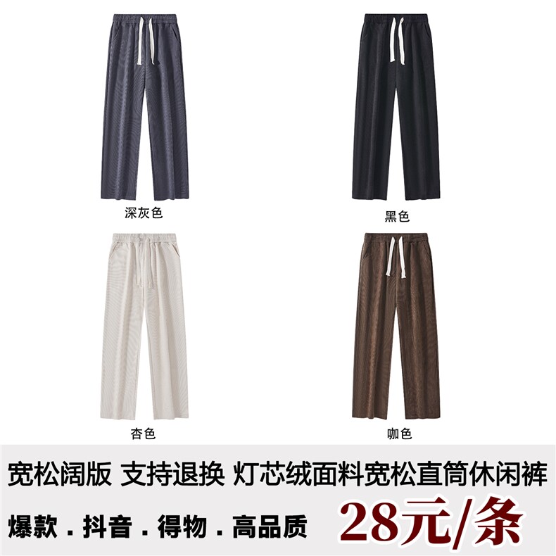 抖音得物高品质重磅二开支持退换 灯芯绒面料宽松直筒休闲裤 K01图片