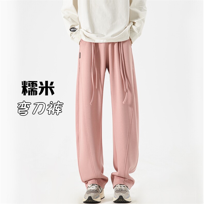 特P50无差价秋冬日系设计感高品质糯米裤男弯刀裤大码直筒裤K1180,男装休闲裤,电商A082