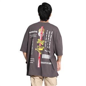 2021日系风纯棉宽松oversize落肩五分袖短t恤男女嘻哈街舞短图片