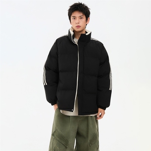 ！冬季条纹五防立领加绒加厚棉衣情侣撞色棉服外套MY7777-P68图片