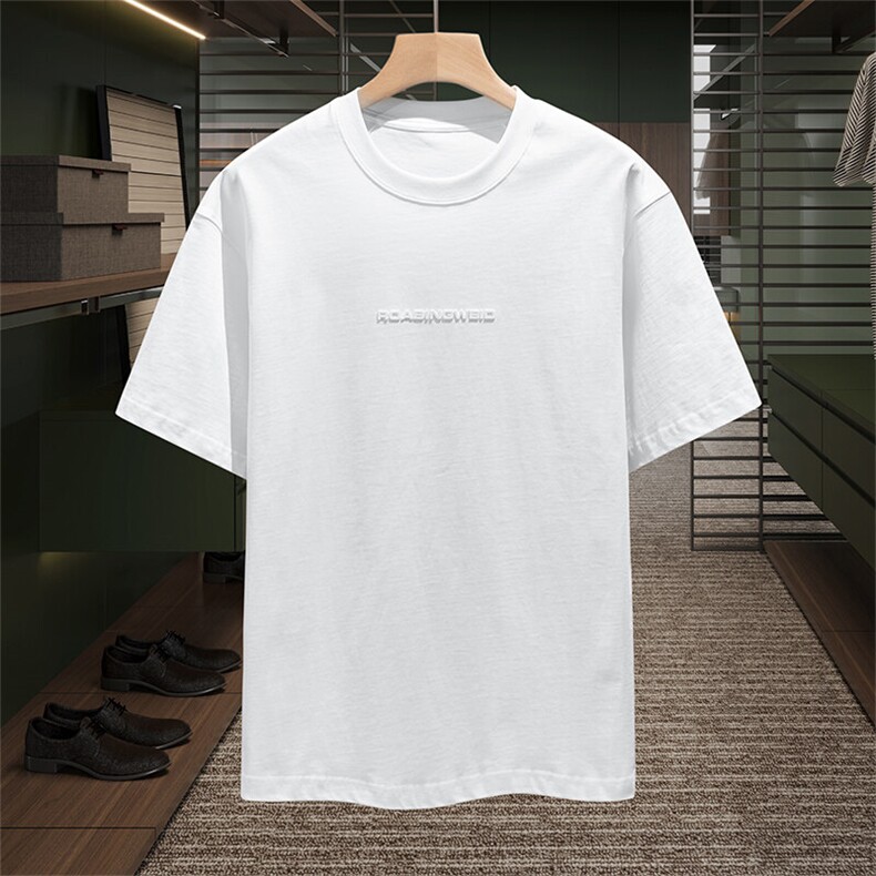 白色重磅t恤男潮牌短袖夏季圆领上衣纯棉体恤2026新款衣服,男装T恤,星座914