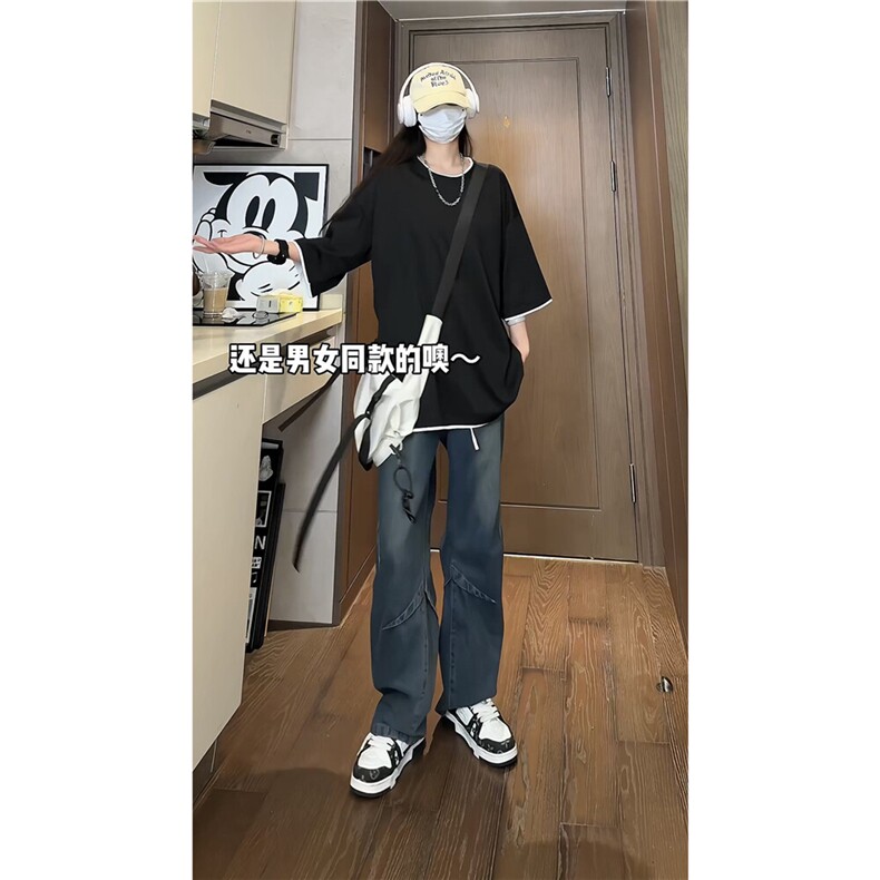 xZ116-T188-p20-控39M-5XL抖音拼接OVERSIZE短袖二开恤夏季大码,男装T恤,星座116