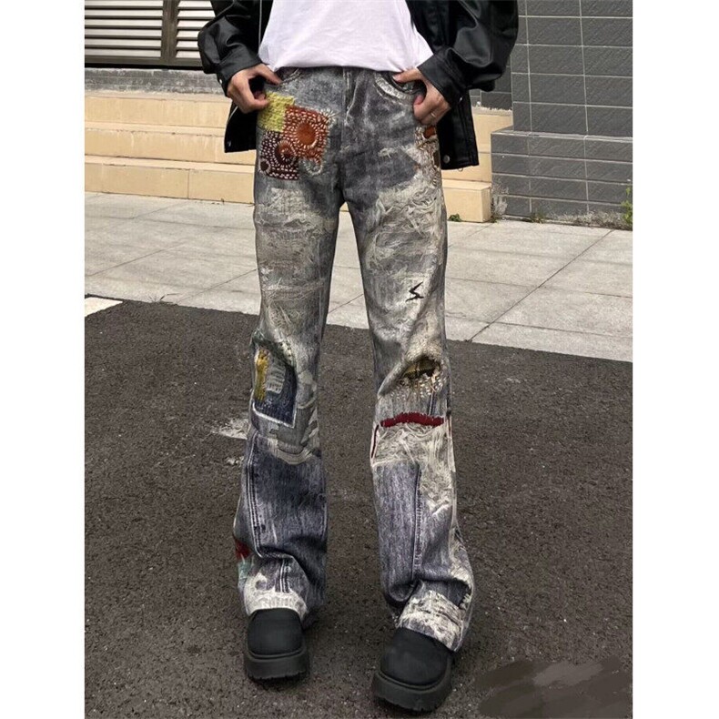 W9655-P70网图现货高街数码3D印花牛仔裤ins原宿百搭气质流行,男装牛仔裤,星座1608-2