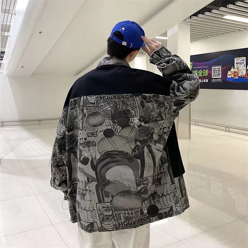 工装外套男ins嘻哈日系潮牌高街牛仔夹克机能J2169P75,男装夹克,星座1116-2