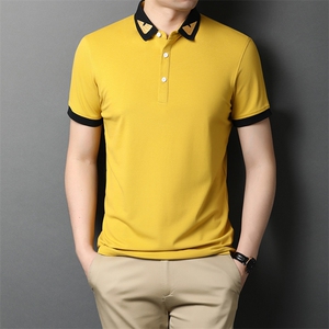 YH95172021夏季新款T恤衫男翻领短袖透气,衣服搭配深绿色连衣裙图片