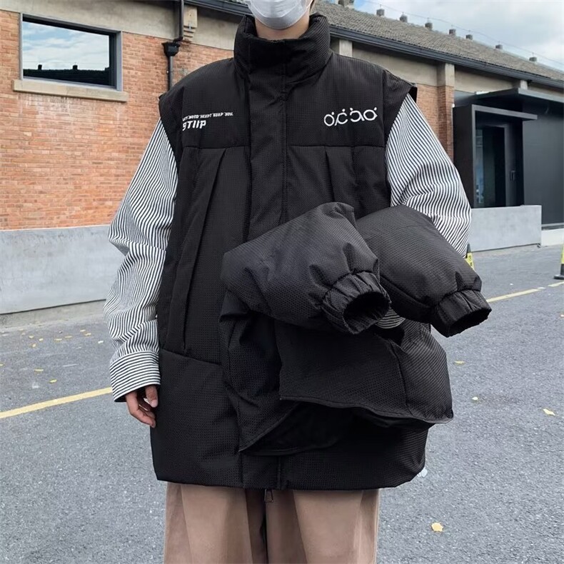 冬季情侣棉袄外套可拆卸棉服男士潮流宽松保暖棉衣马甲W6684-P90,男装棉衣,星座512-2