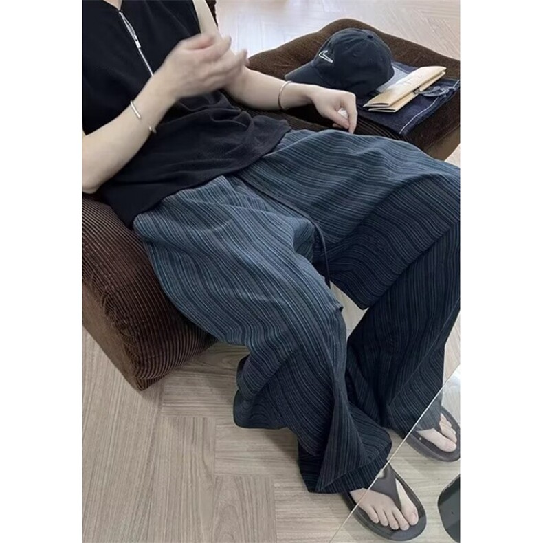 竖条纹阔腿裤男美式慵懒风宽松休闲设计感拖地裤长裤KC30,男装休闲裤,星座1116A（原606A-3）