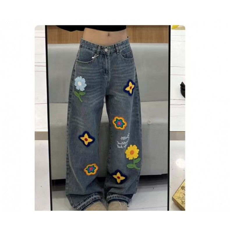 网图慎用！现货数据款小众毛巾绣牛仔裤XZ503-11469特P50控88图片