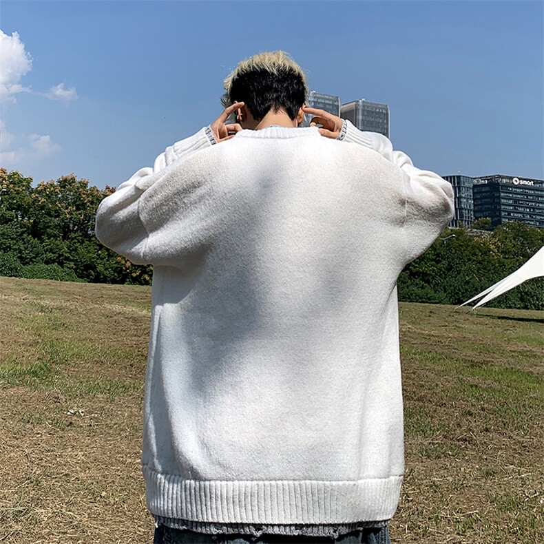 潮牌毛衣男冬季百搭宽松圆领打底针织衫日系复古情侣线衣MY80-P48,男装T恤,星座308B-2