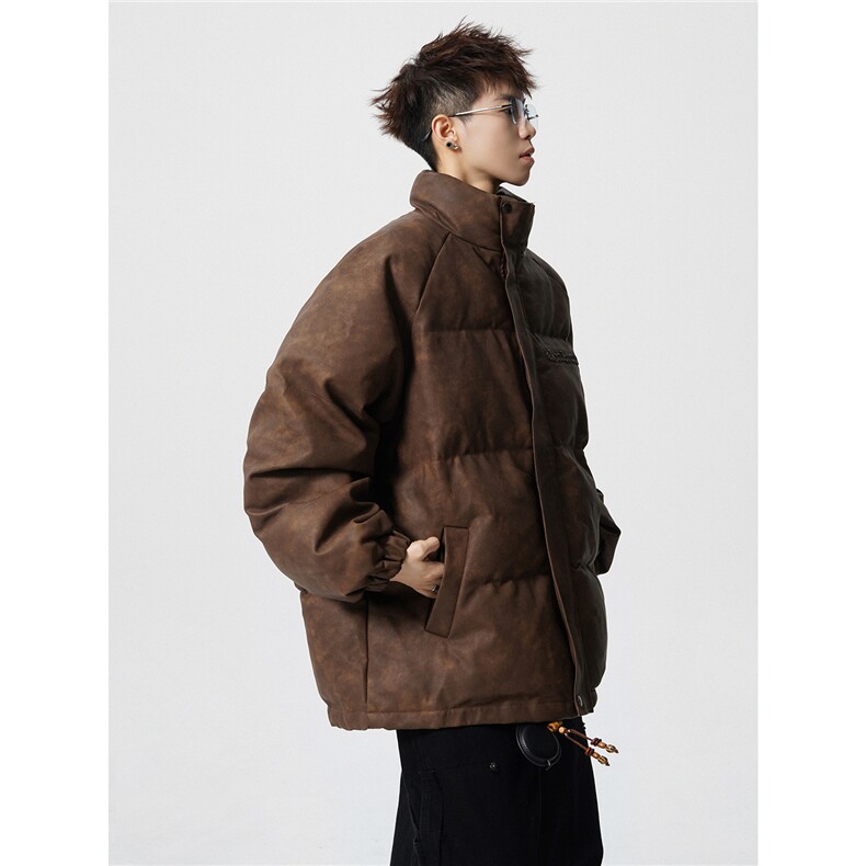 PU皮复古做旧钢印大码M-5XL棉衣男MY77096P130控198抖控228,男装棉衣,星座227-7