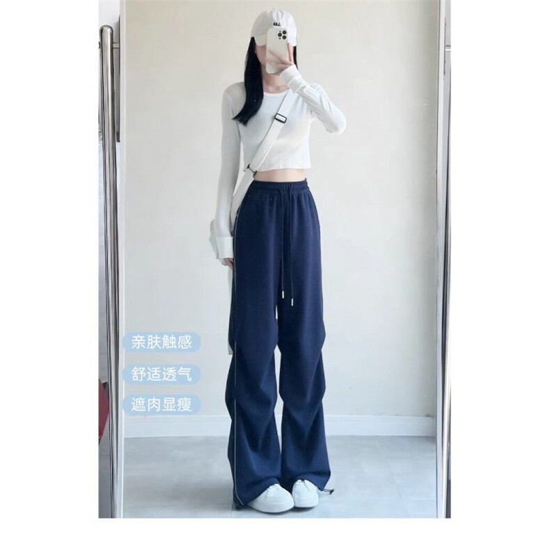 AK2358-P40降落伞卫裤女春秋百搭显瘦运动裤高腰宽松阔腿裤图片