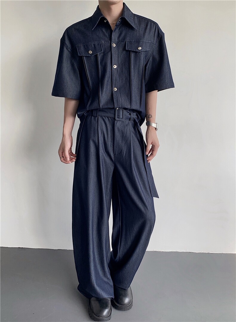 现货25老钱风质感坑条轻奢西服休闲套装TZ20裤子p78衣服p78,男装西服,电商B288
