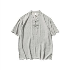 21夏季 大码风棉麻唐装亚麻短袖盘扣衬衫日系ins潮 F18/P50图片