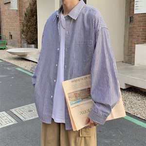 条纹衬衫男长袖ins港风日系宽松休闲韩版潮流百搭上衣服C0520-p30图片