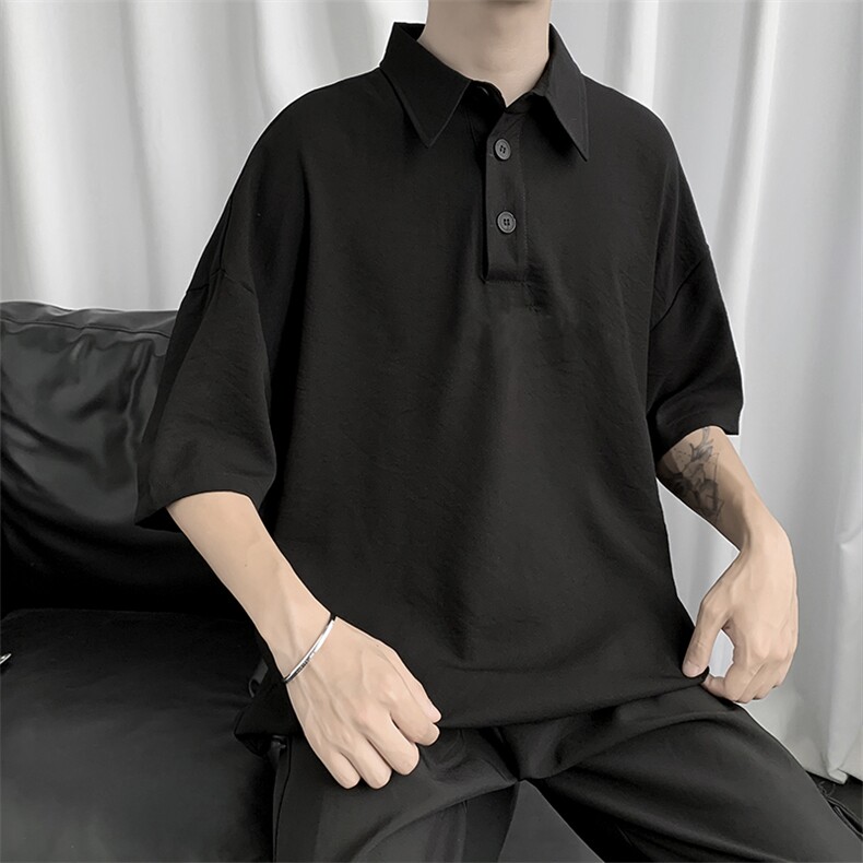 韩版潮流原宿风打底衫ins潮牌百搭宽松短袖纯色POLO衫T657-P30,男装T恤,星座512-2
