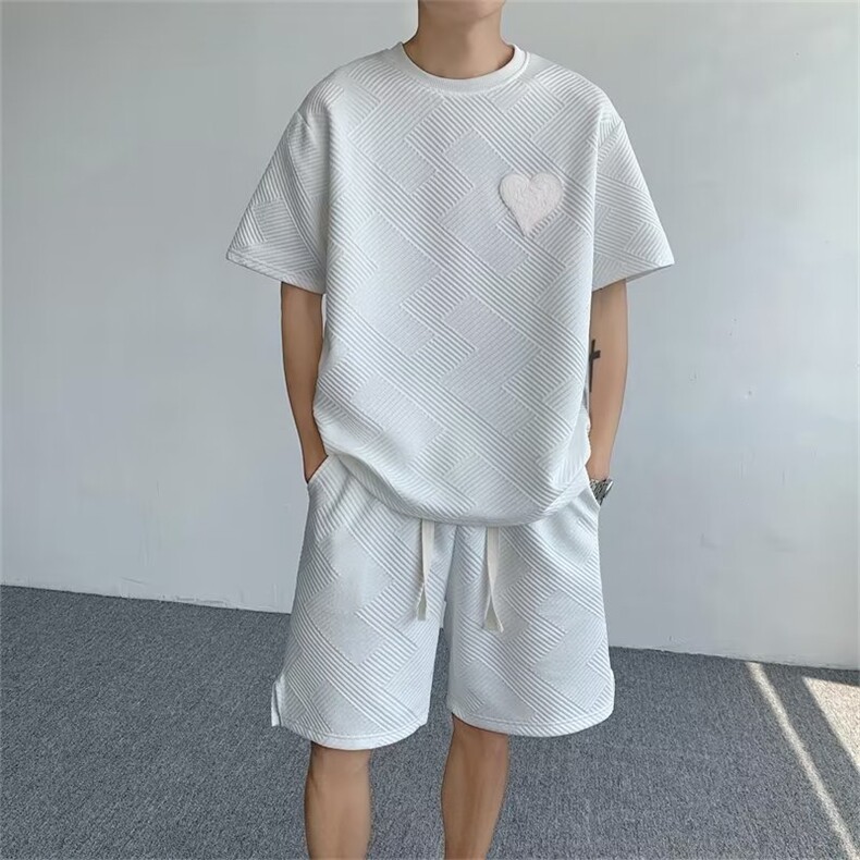 2025夏新款爱心休闲短袖套装TZ62P45,男装T恤,星座1108