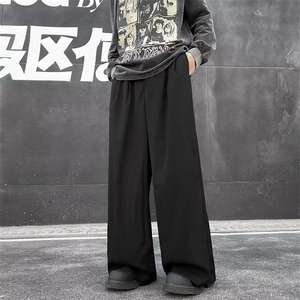 港风阔腿直筒西裤男春秋宽松休闲长裤图片