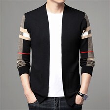 男装秋季2023新款休闲薄款纯色开衫中年商务针织衫外套上衣男，男装针织衫/毛衣，电商B212（原钱塘6029）