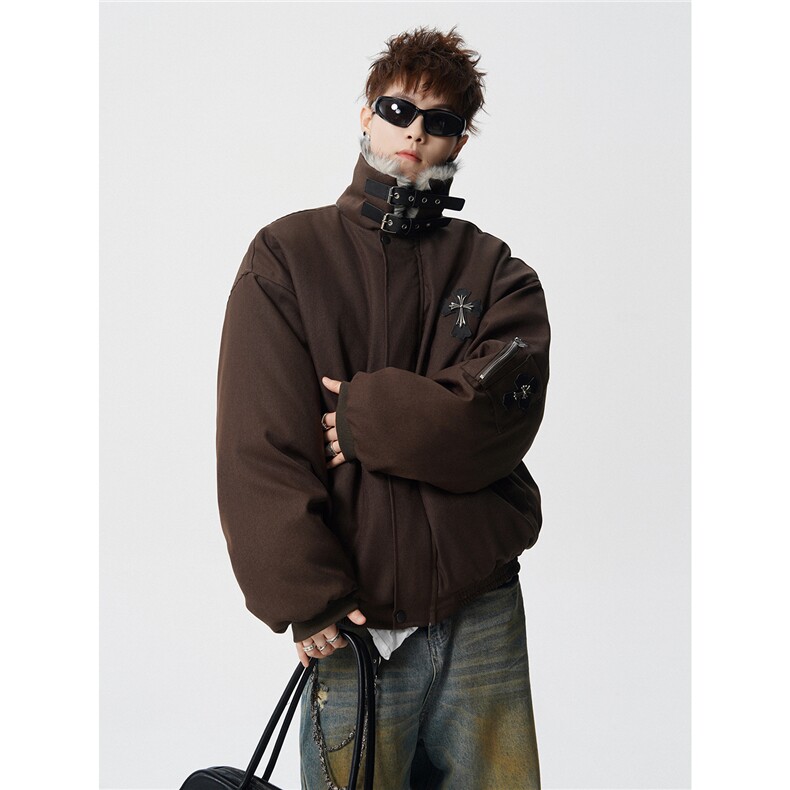 现货-美式毛领座山雕十字架棉服冬季加厚暖外套218-7-M139-特100，男装棉衣，星座218-7