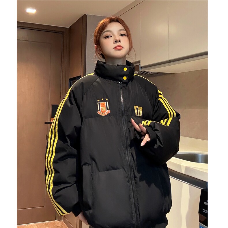 冬装新港风织带棉服刺绣logo棉衣休闲加厚外套男女G1105P118,男装棉衣,电商A339