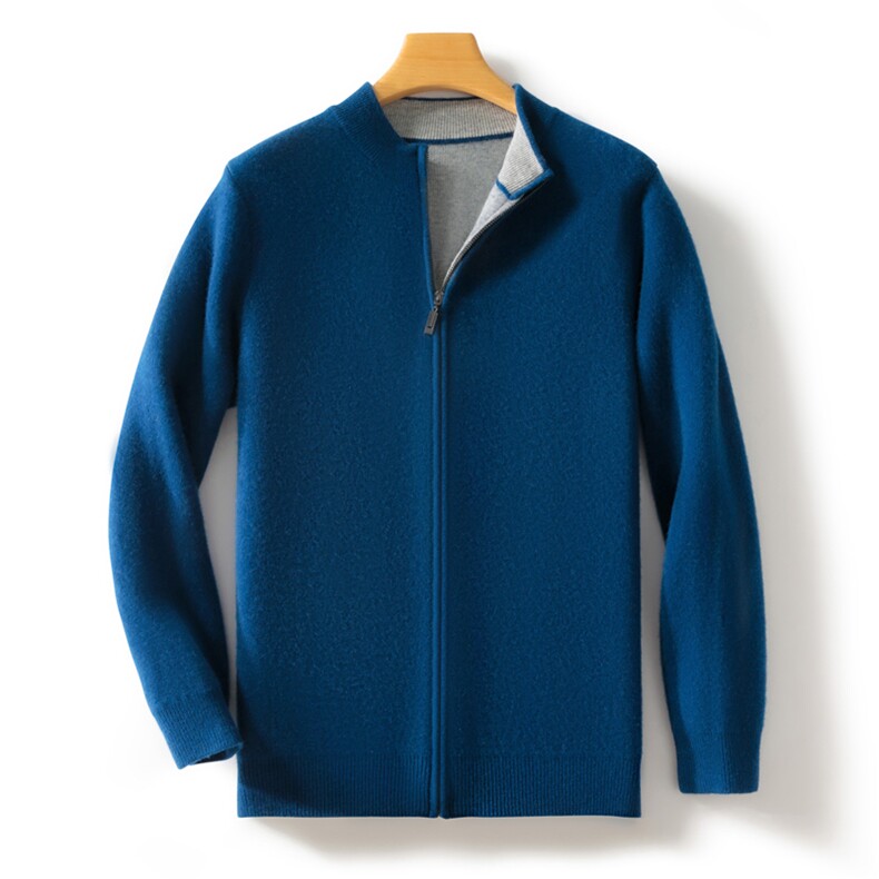 2024年秋冬季澳洲羊毛加厚立领双色羊毛衫衫，男装羊毛衫，忠诺羊绒