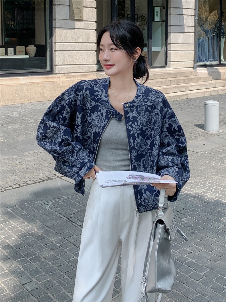 新中式国风提花短款外套女2025秋季新款复古高级感气质百搭上衣潮,女装短外套,慧尚依恋
