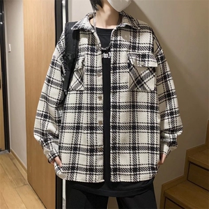 格子外套男港风潮百搭宽松休闲夹克ins青年韩版潮牌上衣J3340-P57图片