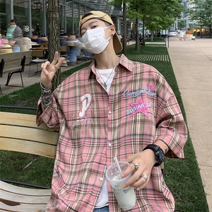 衬衫男韩版潮流短袖刺绣痞子帅气文艺2024夏季ins外套CY312-P35图片