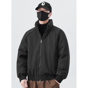 现货美式高街休闲夹克冬季三防立领纯色户外工装加厚棉服外套图片