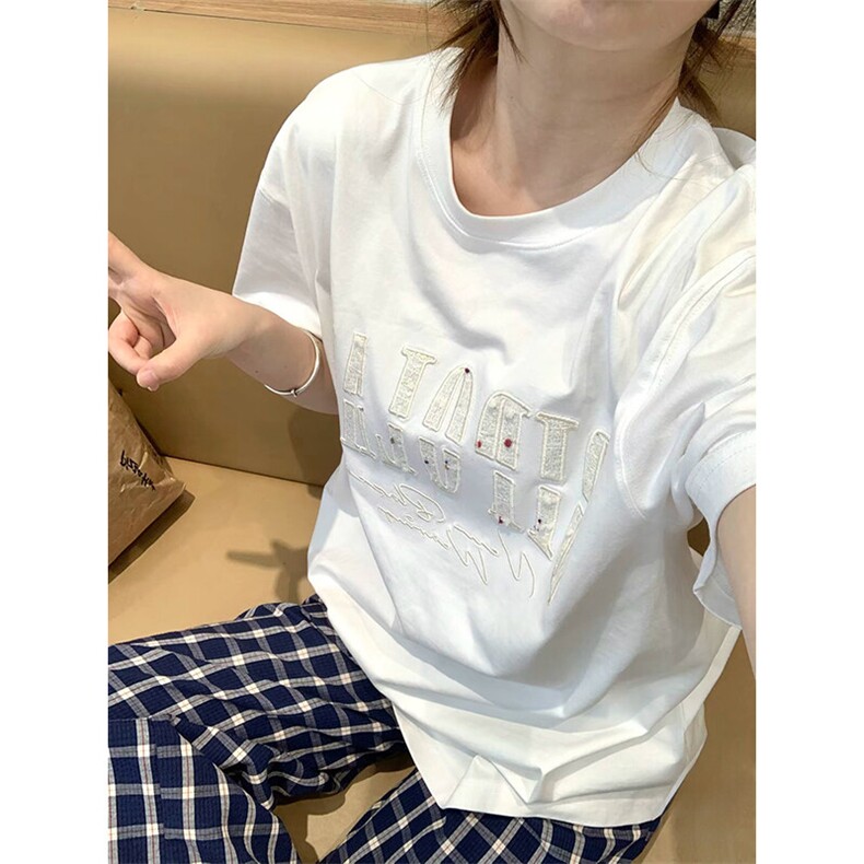 万针全刺绣工艺抖音得物高品质260克重磅纯棉双纱美式高街短袖T恤,男装T恤,电商A486-1