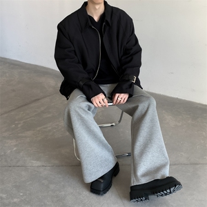 翻领短款外套男袖子皮扣设计夹棉上衣秋冬JK119特P75图片