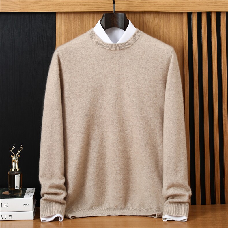 2025年秋季圆领时尚百搭通勤简约休闲羊绒衫，男装羊绒套衫，恒标羊绒