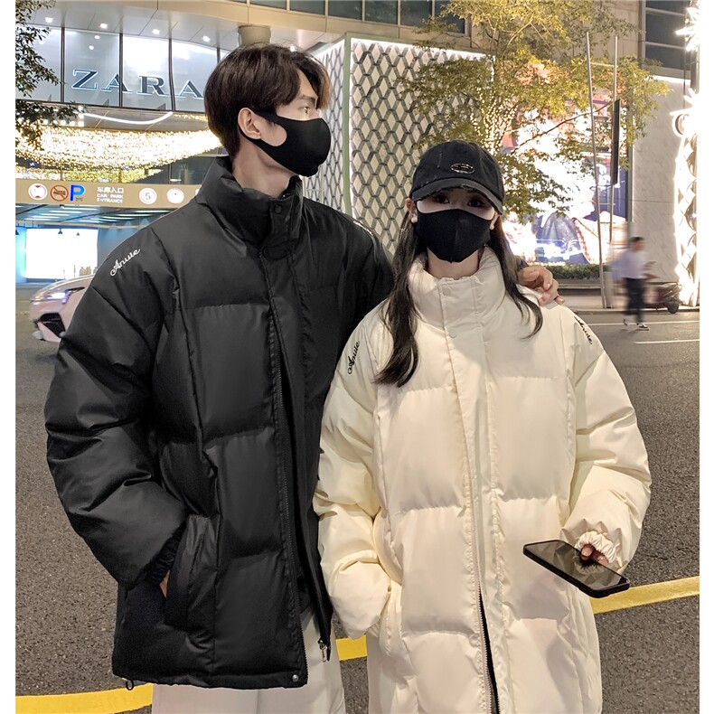 情侣装冬装港风pu软皮刺绣棉服棉衣休闲加厚外套女G1108P128,男装棉衣,电商A339