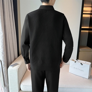 2025抖音男士假两件卫衣衬衫领新款刺绣针织打底衫CS23--P68图片