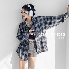 C237-P28美式高街格子长袖衬衫女秋季2025年新款小众初秋衬衣，男装衬衫，电商B323A